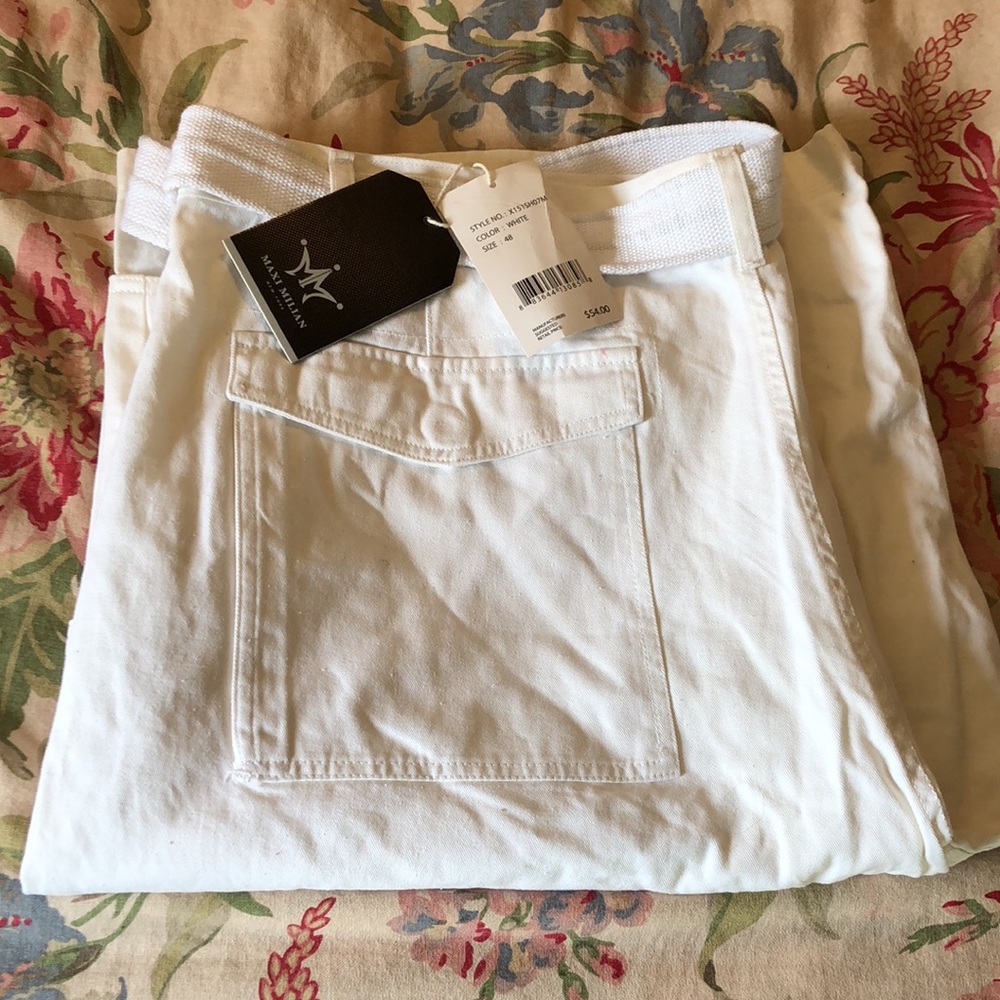 MAXI MILIAN Size 48 Cotton White Denim $54 NEW
